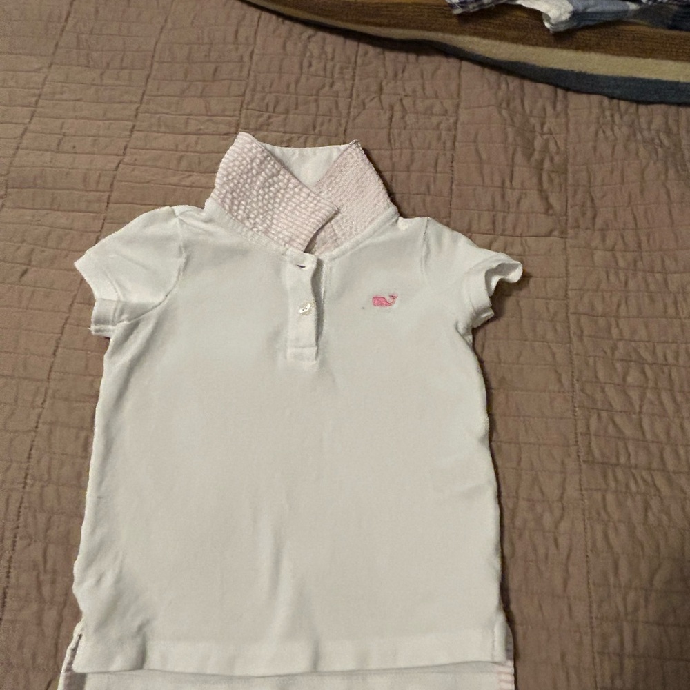 Vineyard Vines White Polo with Pink trim